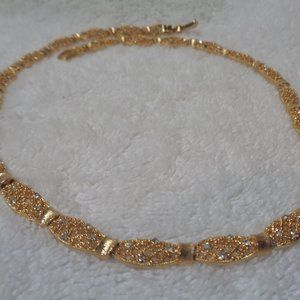 Sparkling Linked Filigree Goldtone Choker Necklace